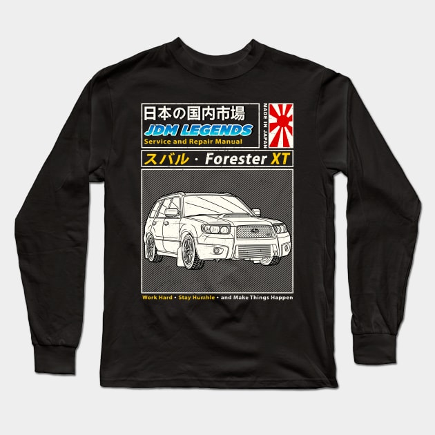 Subie Forester STi XT 2007 Manual Book Cover Long Sleeve T-Shirt by Guyvit